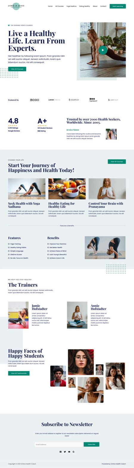 online health coach motyw wordpress