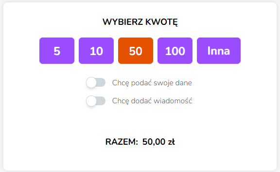 Formularz darowizny przykład