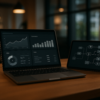Laptop z wykresami automatyzacji e-commerce